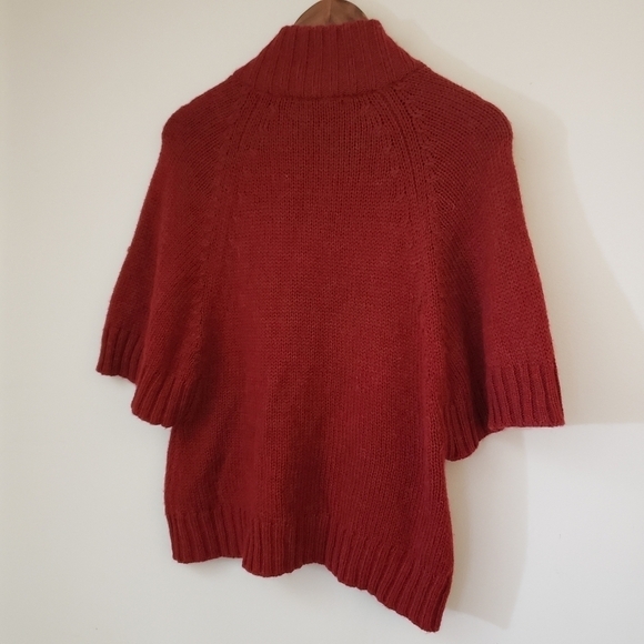 Calvin Klein Red Bat Wing Sleeve Poncho Sweater Wool Alpaca Blend Size Small - Picture 5 of 11